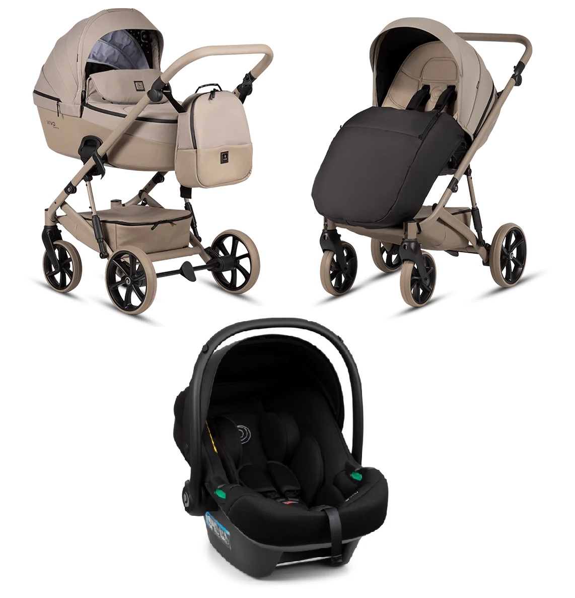 Tutis VIVA6+ ESSENTIAL Warm grey 068 Bērnu rati 3in1