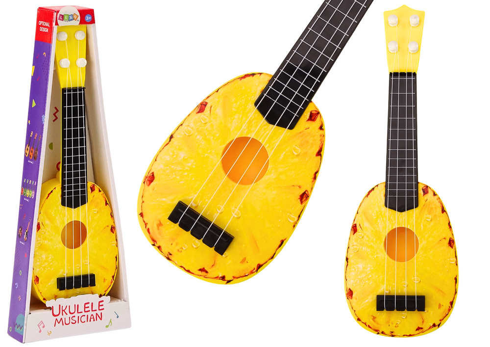 ﻿﻿Ukulele For Children Mini Guitar 4 Strings Pineapple Theme Yellow Guitar 15″