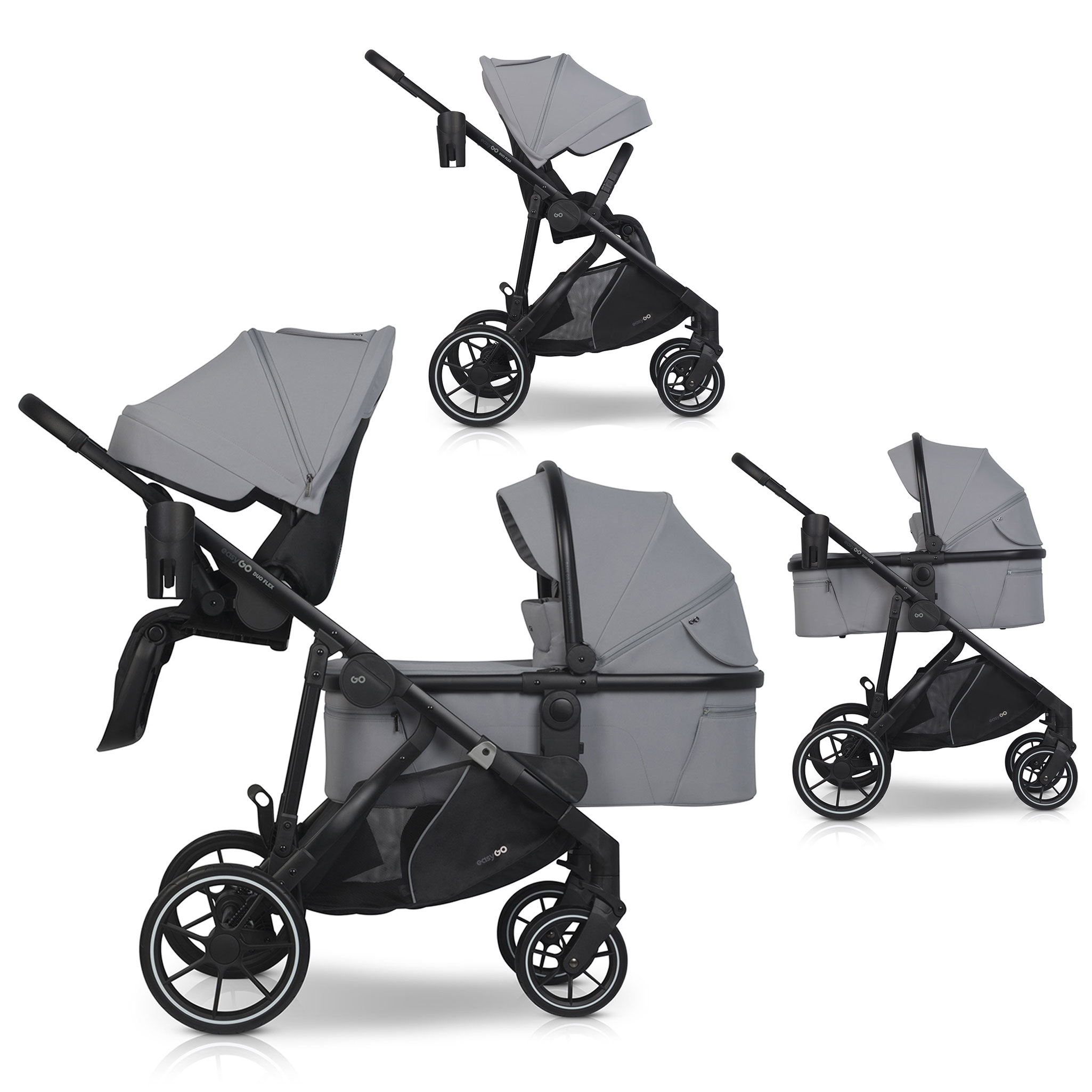 Wózek dziecięcy EasyGo Duoflex Cloudy Gray 1 siedzisko 1 gondola