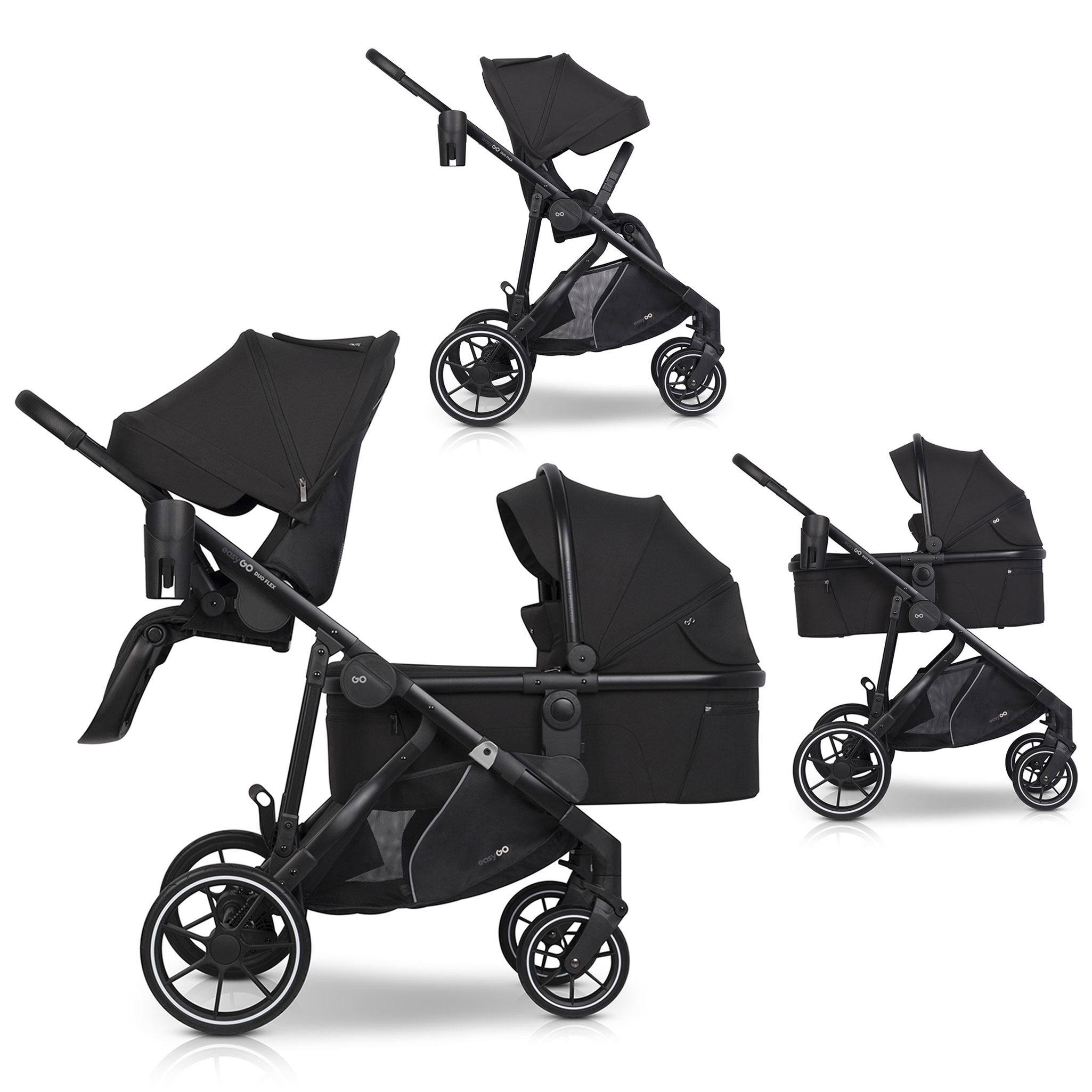 Wózek dziecięcy EasyGo Duoflex Ebony Black 1 siedzisko 1 gondola