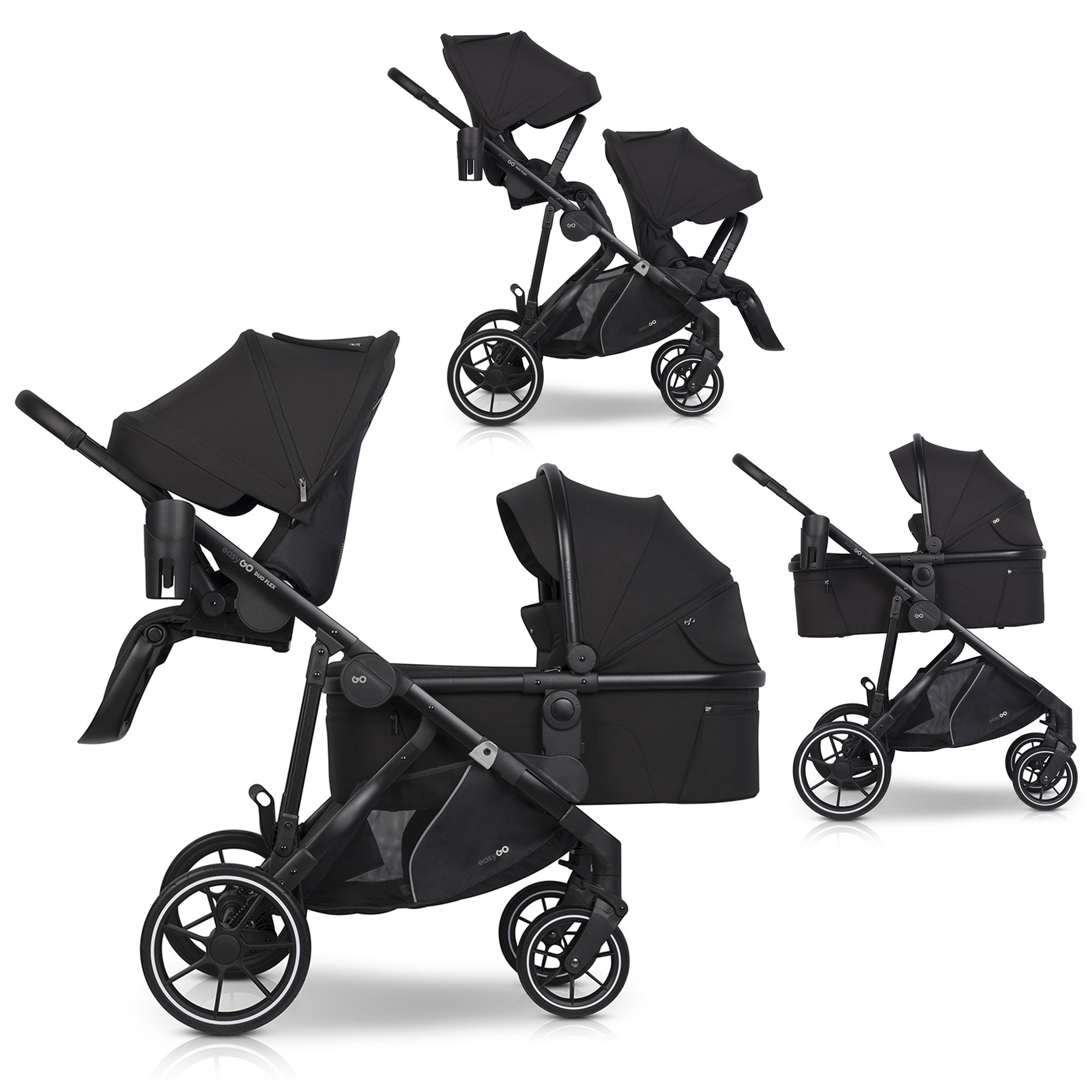 Wózek dziecięcy Easygo Duoflex Ebony Black 2 siedziska 1 gondola