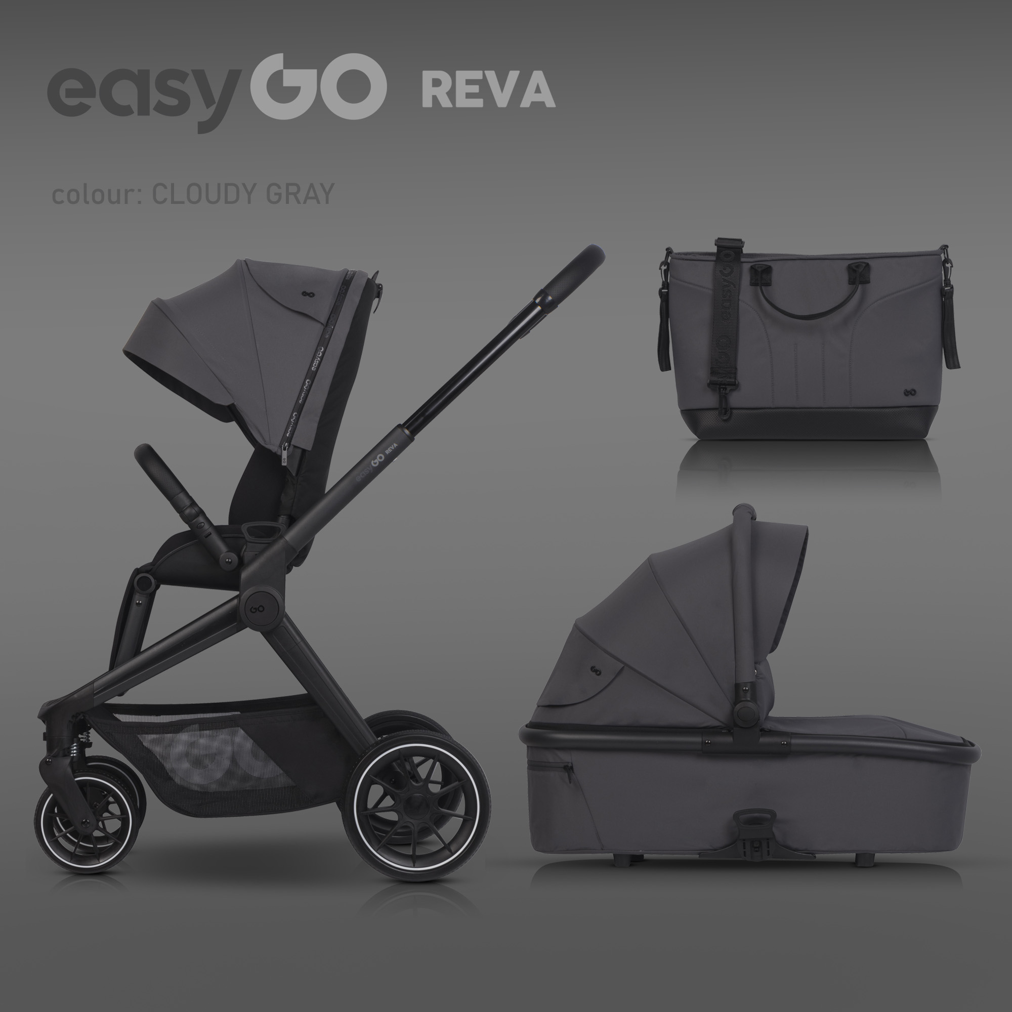 Wózek dziecięcy EasyGo Reva 2w1 Cloudy Gray