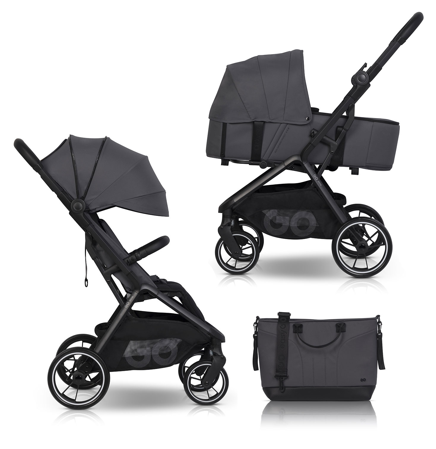 Wózek dziecięcy EasyGo Zoya 2w1 z torbą Cloudy Gray