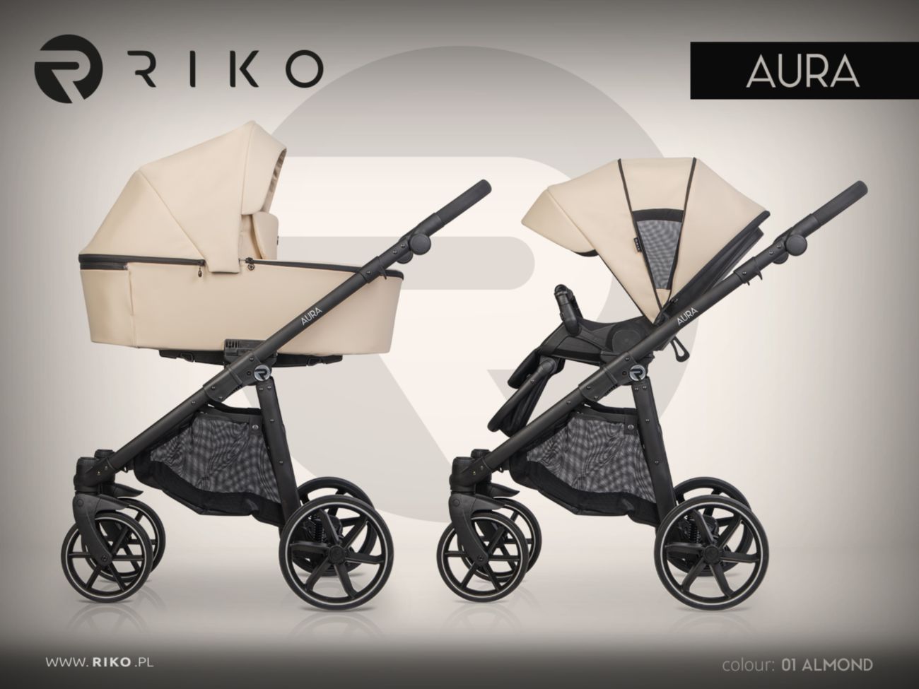 Riko Aura 01 Almond Bērnu rati 2 in 1