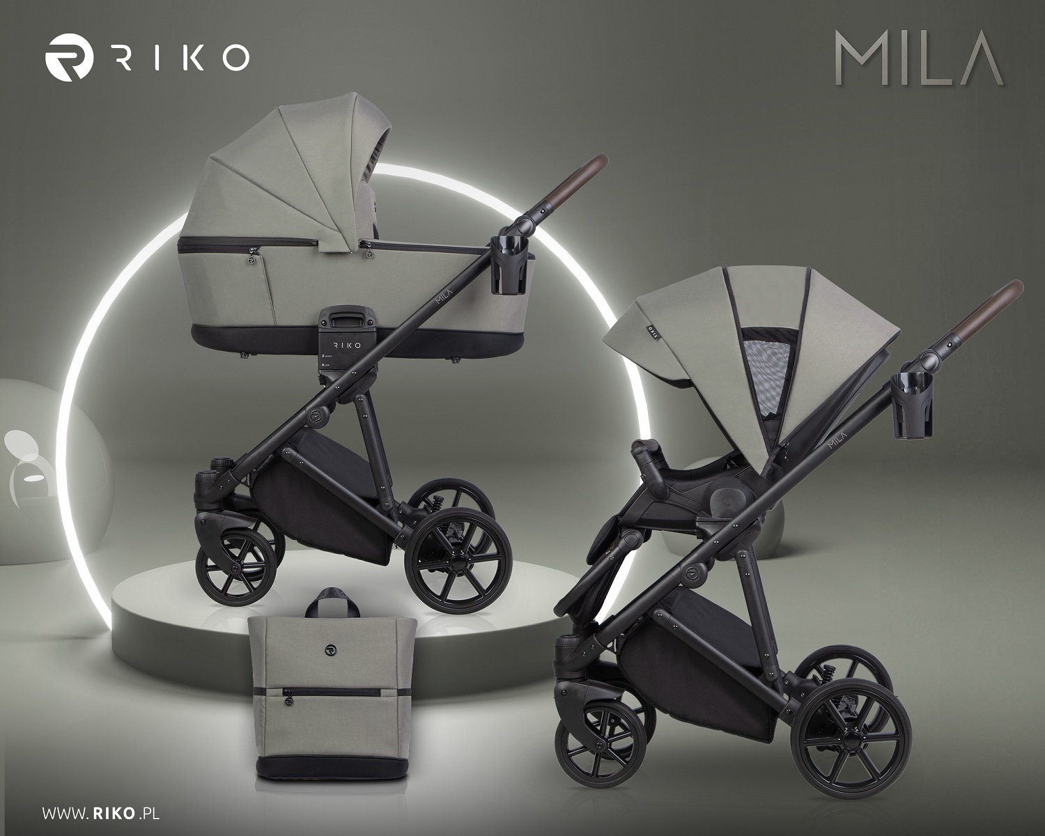 Riko Mila 01 Khaki Bērnu rati 2 in 1