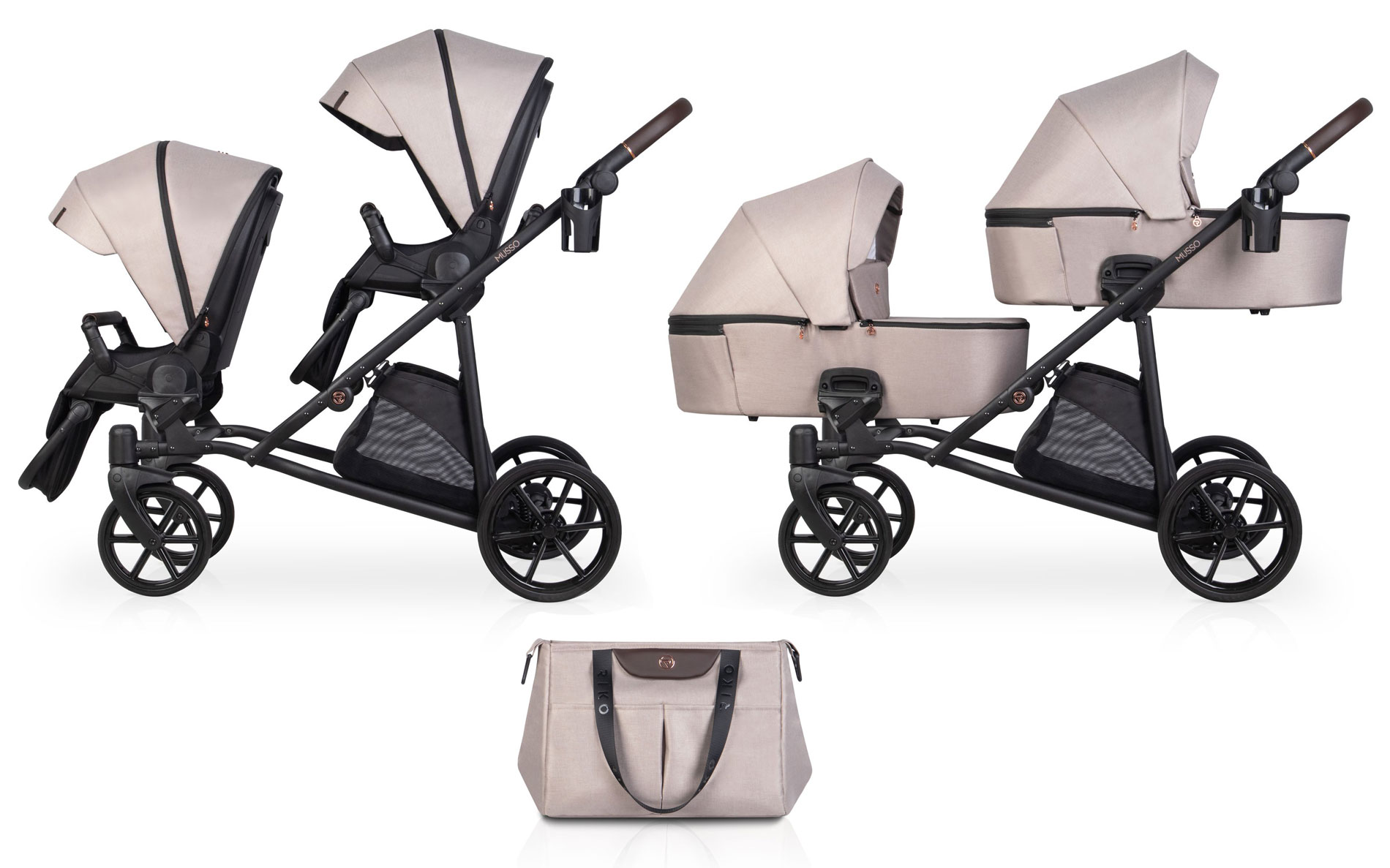 Riko Musso 01 Taupe Dvīņu rati 2in1