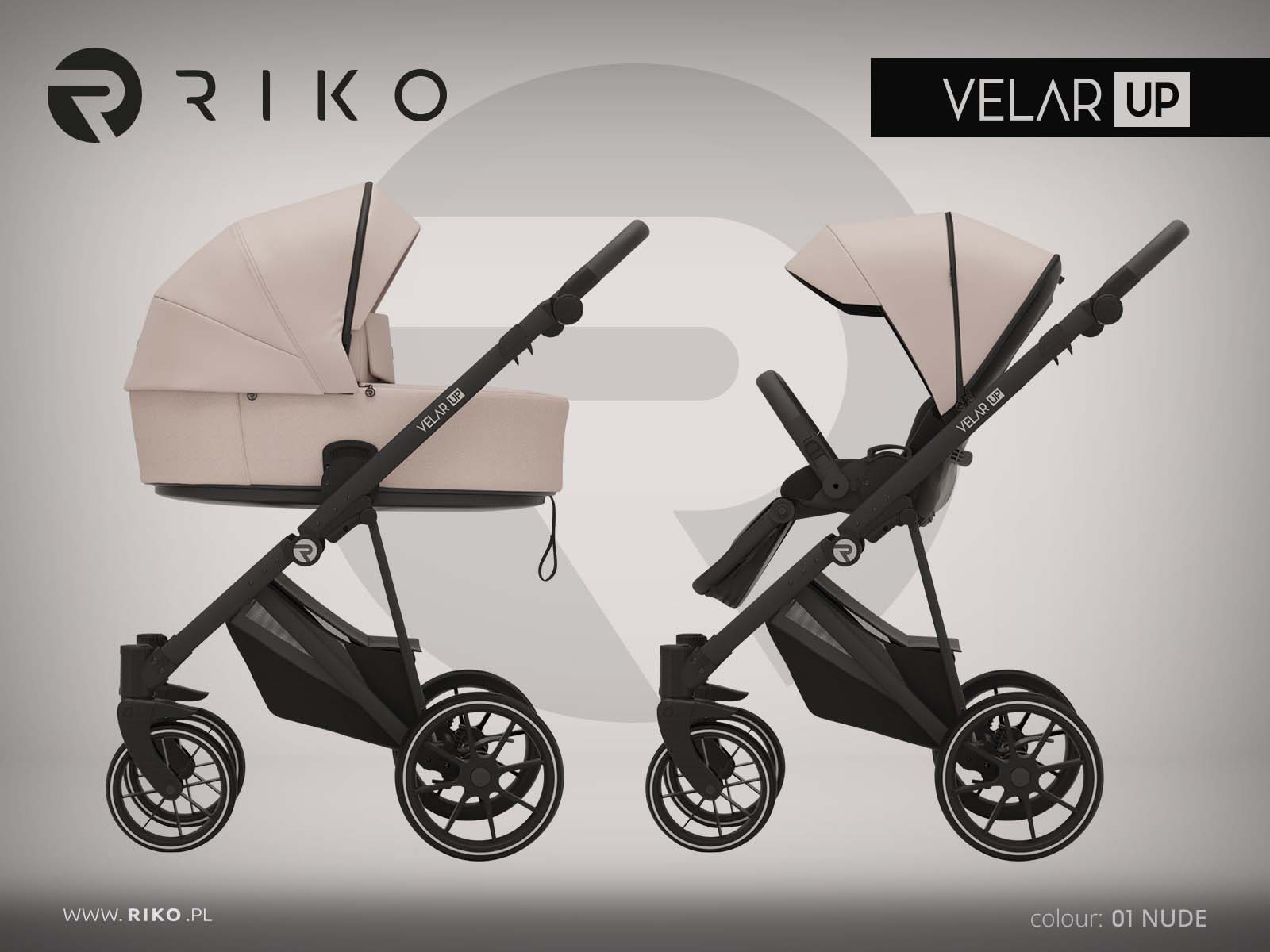 Riko Velar Up 01 Nude Bērnu rati 2in1