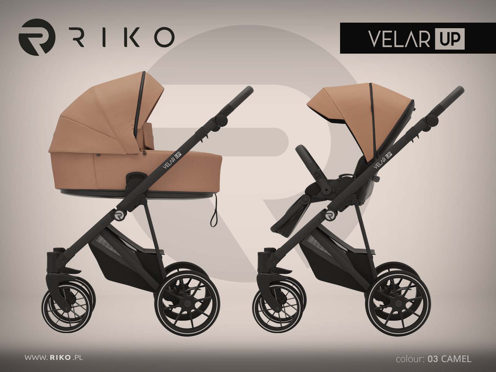 Riko Velar Up 03 Camel Bērnu rati 2in1