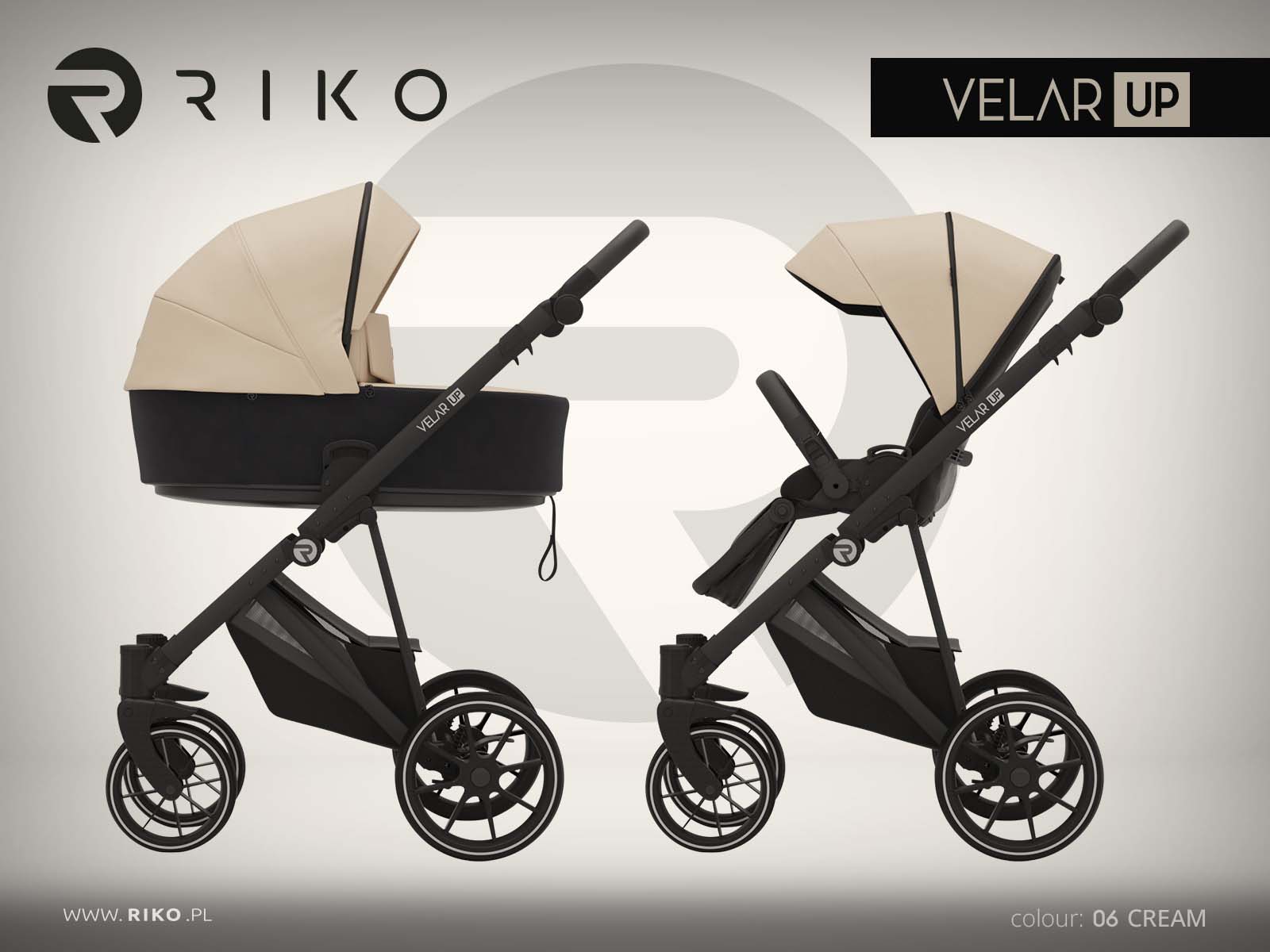 Riko Velar Up 06 Cream Bērnu rati 2in1