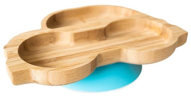 Детская Бамбуковая тарелка с присоской Eco Rascals Car blue