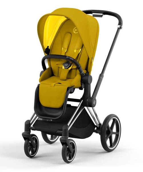 Cybex e-Priam Mustard Yellow Chrome black frame Прогулочная коляска