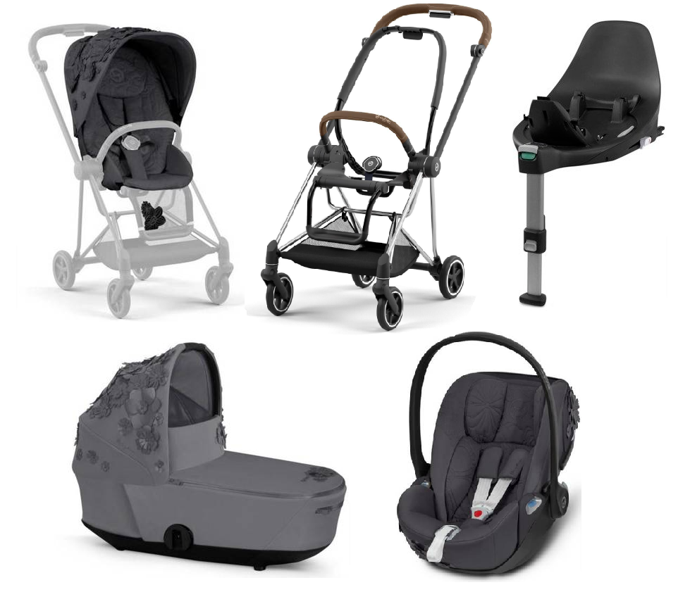 Cybex Mios 3.0 Dream Grey Simply Flowers + Cloud Z I-Size + Chrome Brown frame Детская коляска 4in1