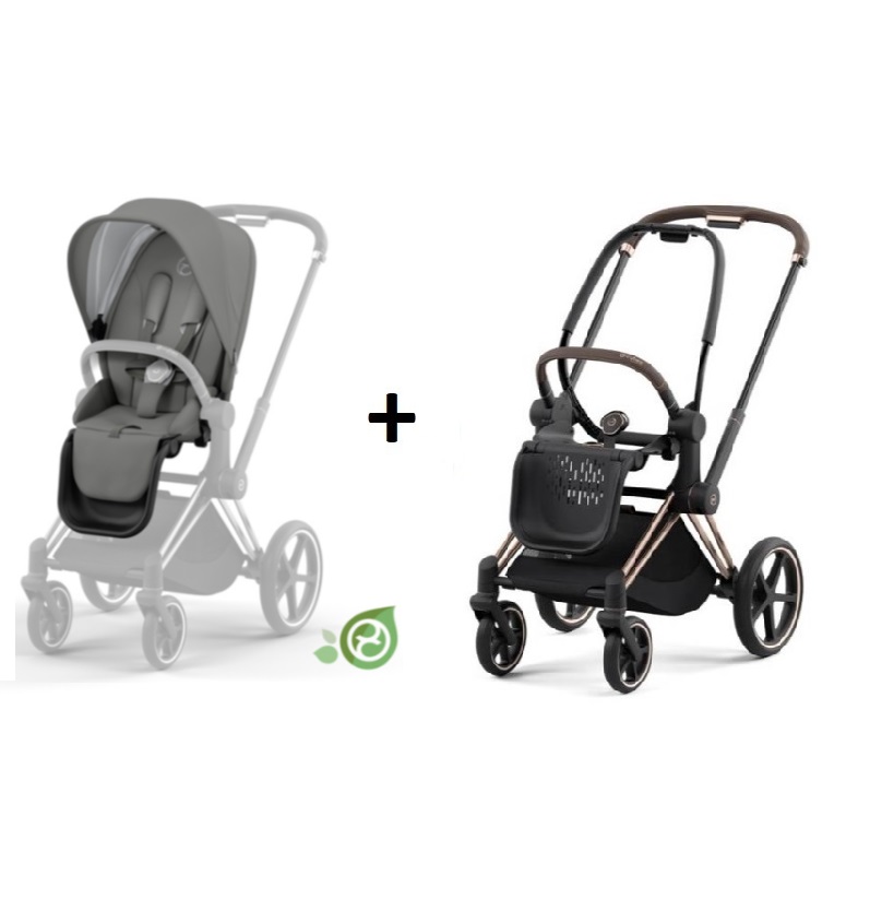 Cybex Priam 4.0 Conscious Eco Pearl Grey + Gold rose frame Прогулочная коляска