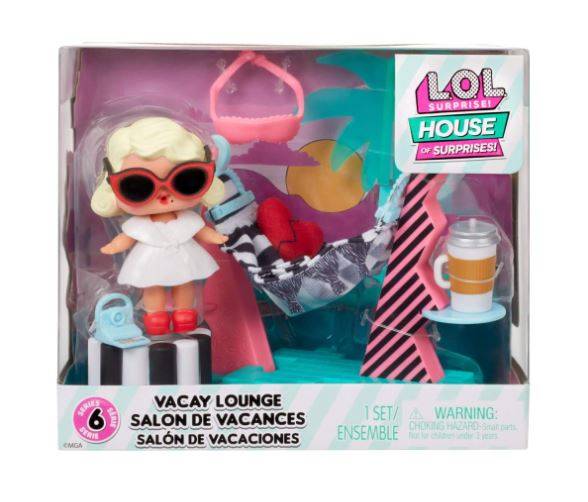 LOL SURPRISE MGA Vacay Lounge Playset Leading Baby Doll + 8 Surprises