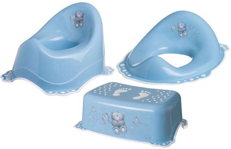 Maltex SET Bear blue Комплект: Подставка-Ступенька + Детский горшок + Накладка на унитаз