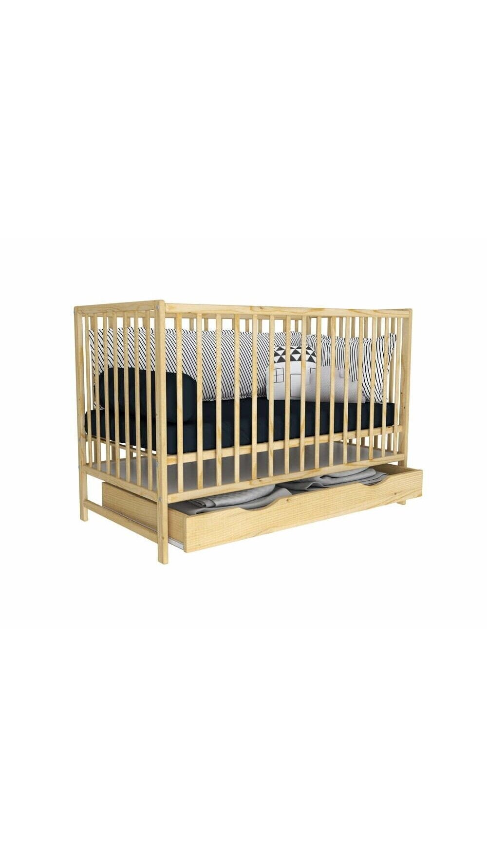 Детская кроватка с ящиком Bobas Magda natural 120x60 cm