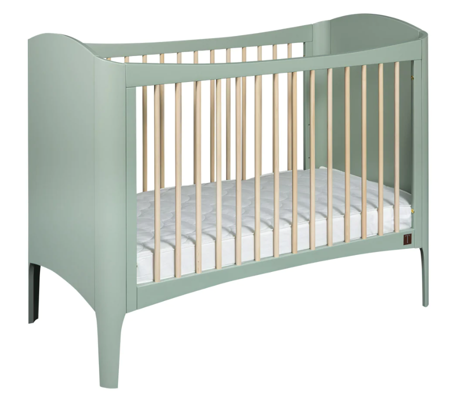 Детская кроватка со снимающийся боковиной TROLL COT WAVE Green/Natural