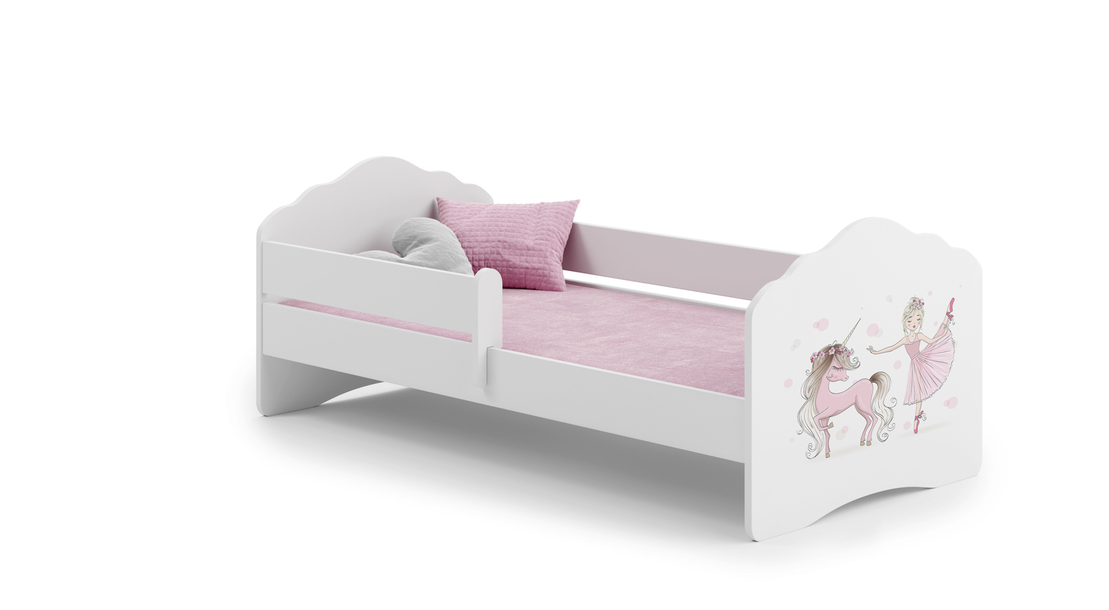 Детская кровать FALA с защитным бортиком 160x80 Girl with unicorn