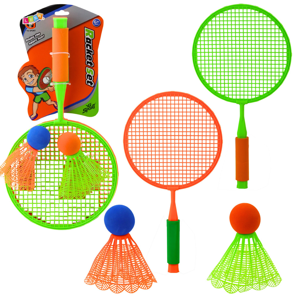 Badmintonschläger-Set: 2 Schläger, 2 große Federbälle und ein Ball