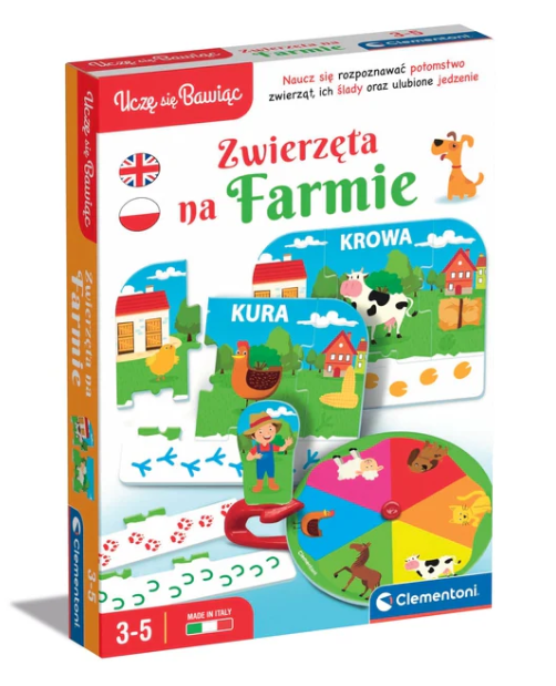Educational Game Farm Animals Play and Learn Polish Language Clementoni 50768
