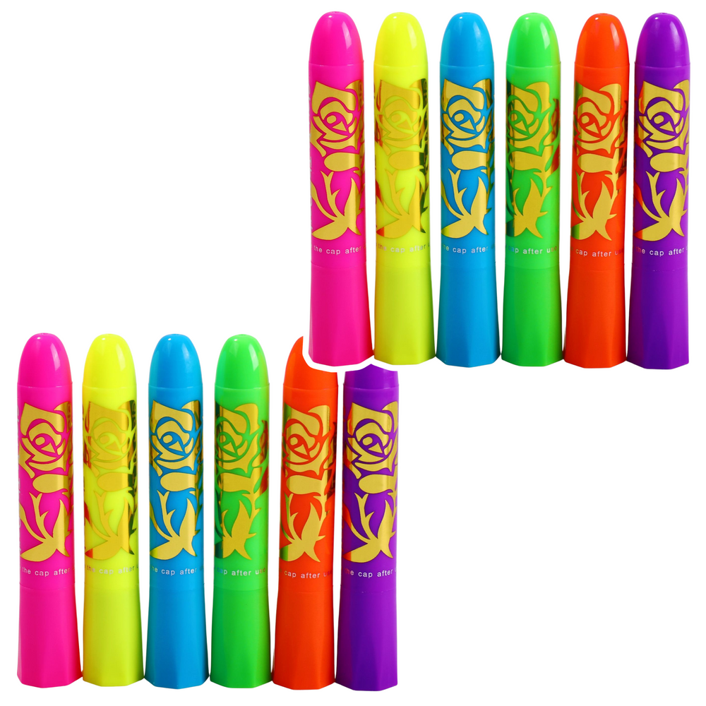 Face Painting Set Neon UV Fluorescent Pencils 12pcs