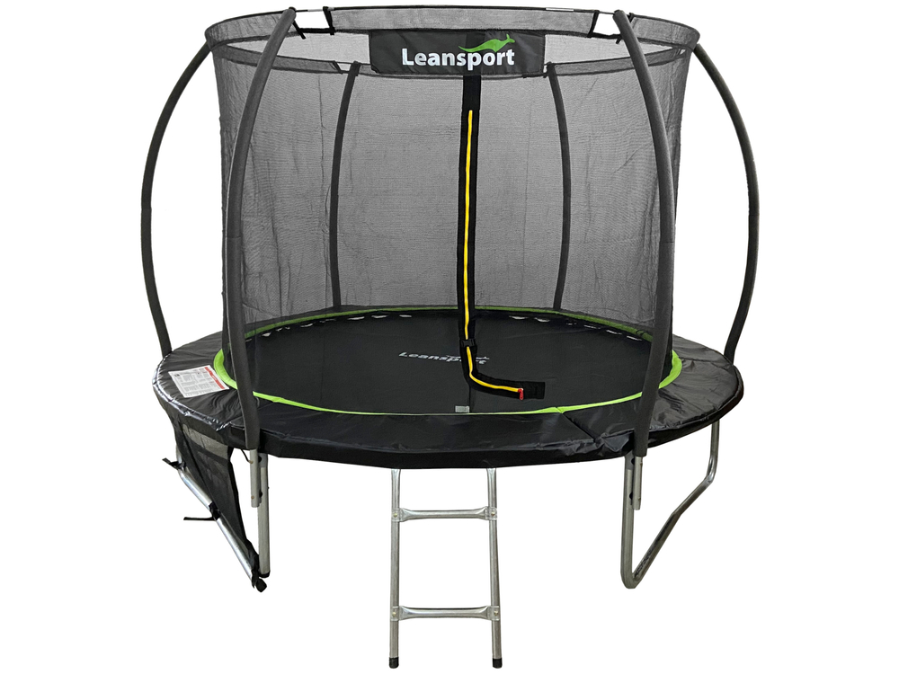Батут с защитной сеткой и лестница 305 см (10ft) LEAN Sport Max Black-Green