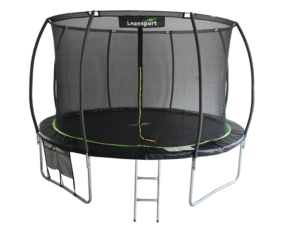Батут с защитной сеткой и лестница 427 см(14ft) LEAN Sport Max Black-Green