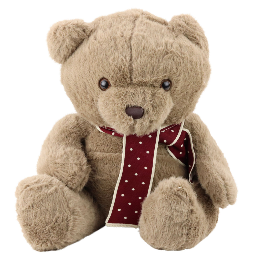 Plush Mascot Cuddly Toy Big Teddy Bear With Scarf Light Brown 45cm