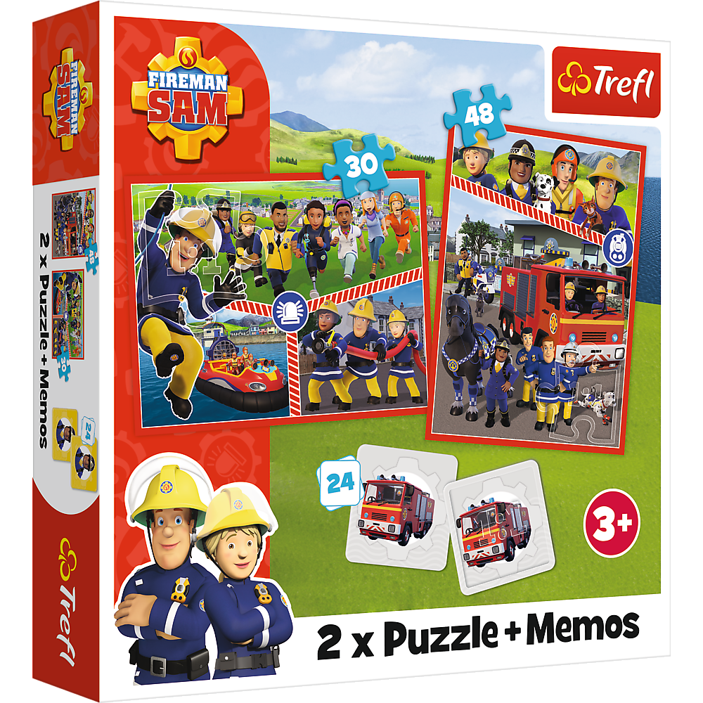Puzzle - 2in1 + memos - Fireman Sam's Team Trefl 93334