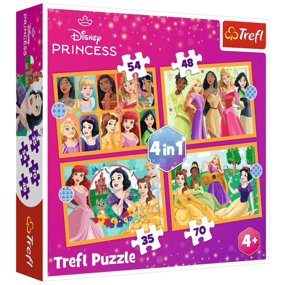 Puzzle - 4 in 1 Fairytale Stories - Disney Princess Trefl 34651