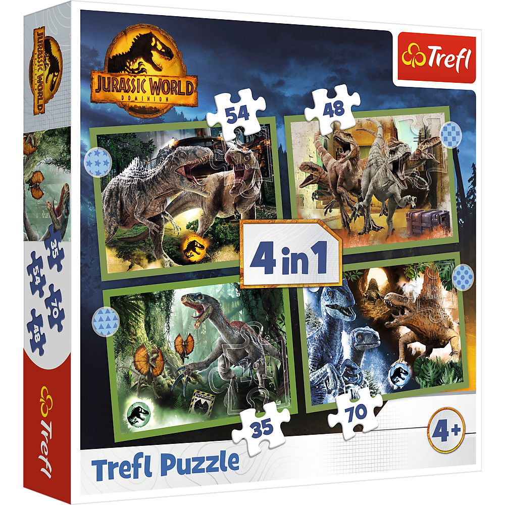 Puzzle - 4in1 - Dangerous dinosaurs - Universal Jurassic World Trefl 34607