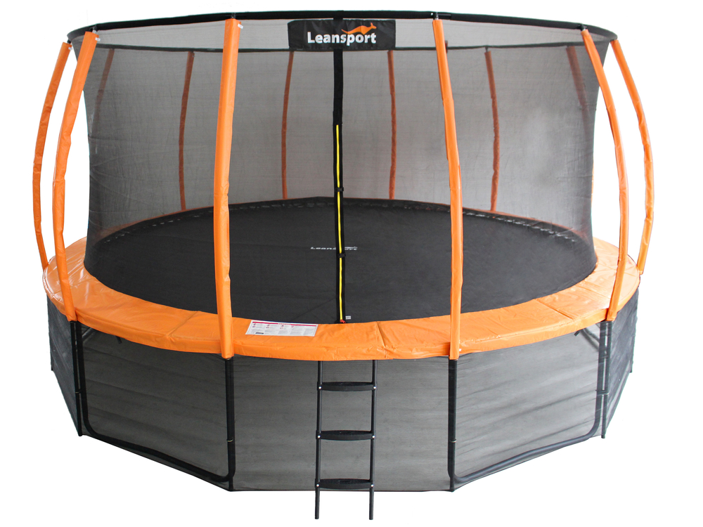 Батут с защитной сеткой и лестница 366 см (12ft)  LEAN SPORT BEST Orange