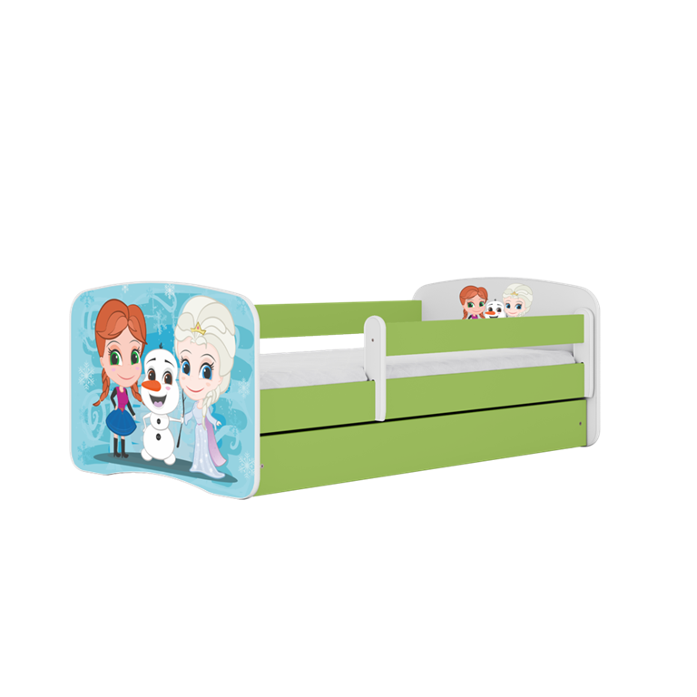 Bed babydreams green frozen land without drawer with mattress 140/70