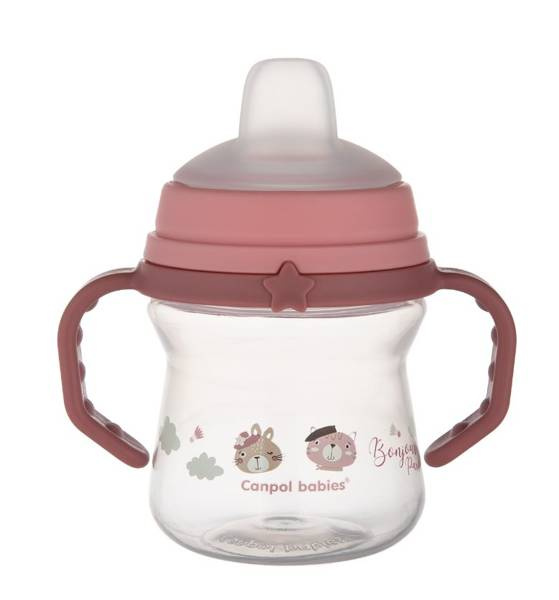 Canpol Babies FirstCup Kubek z Silikonowym Ustnikiem 150ml Bonjour Paris Różowy 56/612_pin