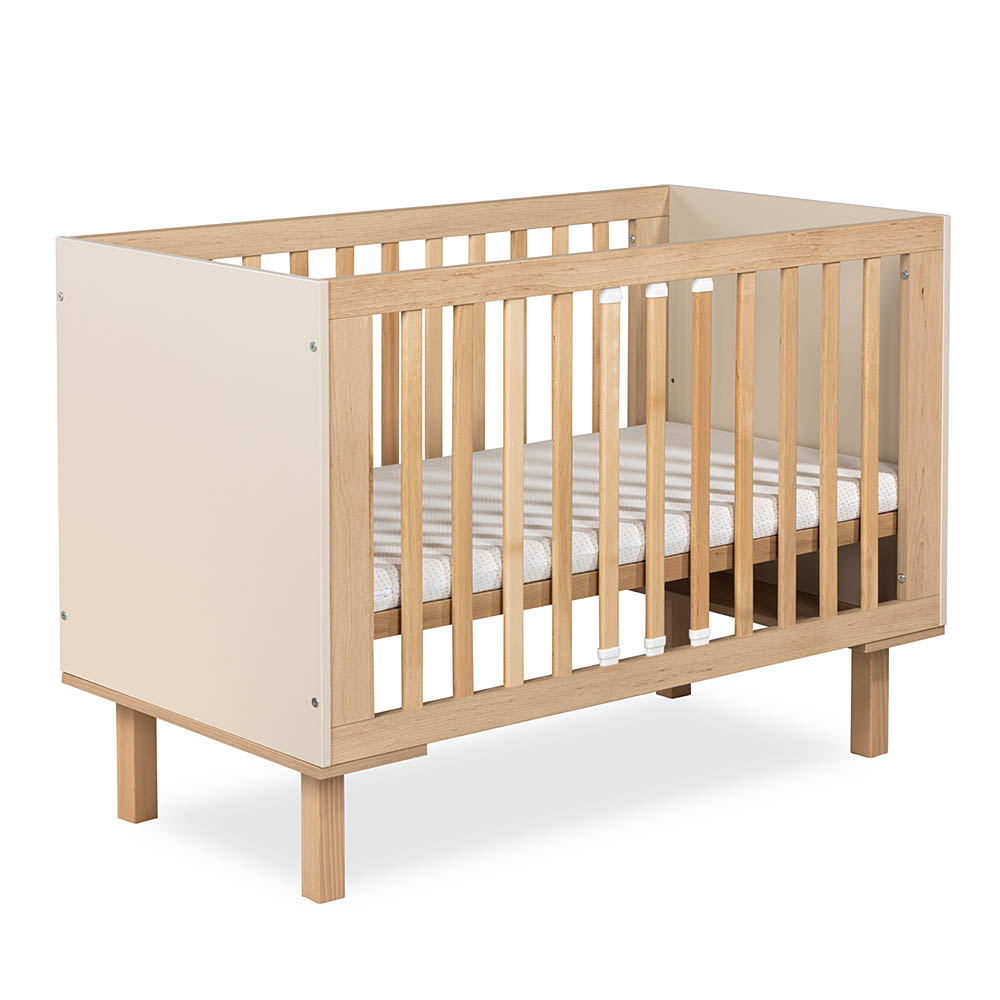 Cot 120x60 with safety rail Klups LAURA CHAMPAGNE-BEECH
