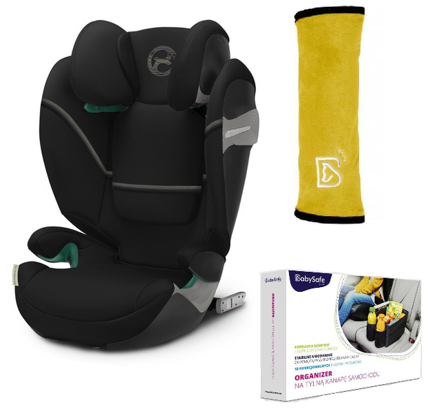 Cybex Solution S2 I-Fix Fotelik Samochodowy 15-50 kg Moon Black 2023 + BabySafe Organizer + Babysafe Nakładka Na Pas