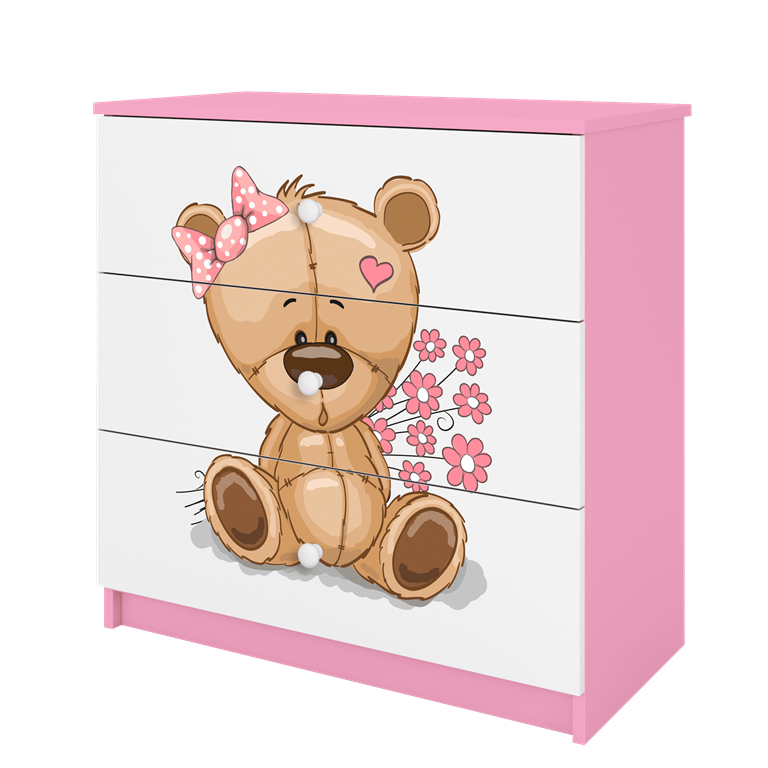 Komoda babydreams różowa miś kwiatki