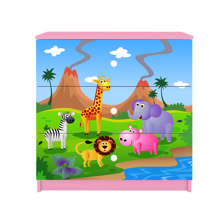 Komoda babydreams różowa safari