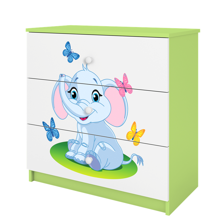 Komoda babydreams zielona słonik