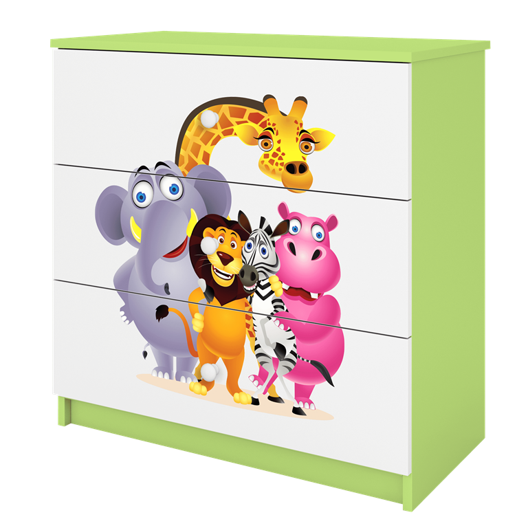 Komoda babydreams zielona zoo