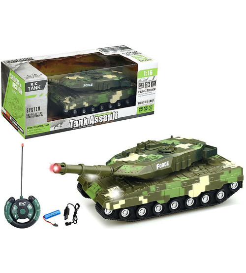 Радиоуправляемый танк (свет, звук, 4 напр.)  USB зарядка 34 cm 575455