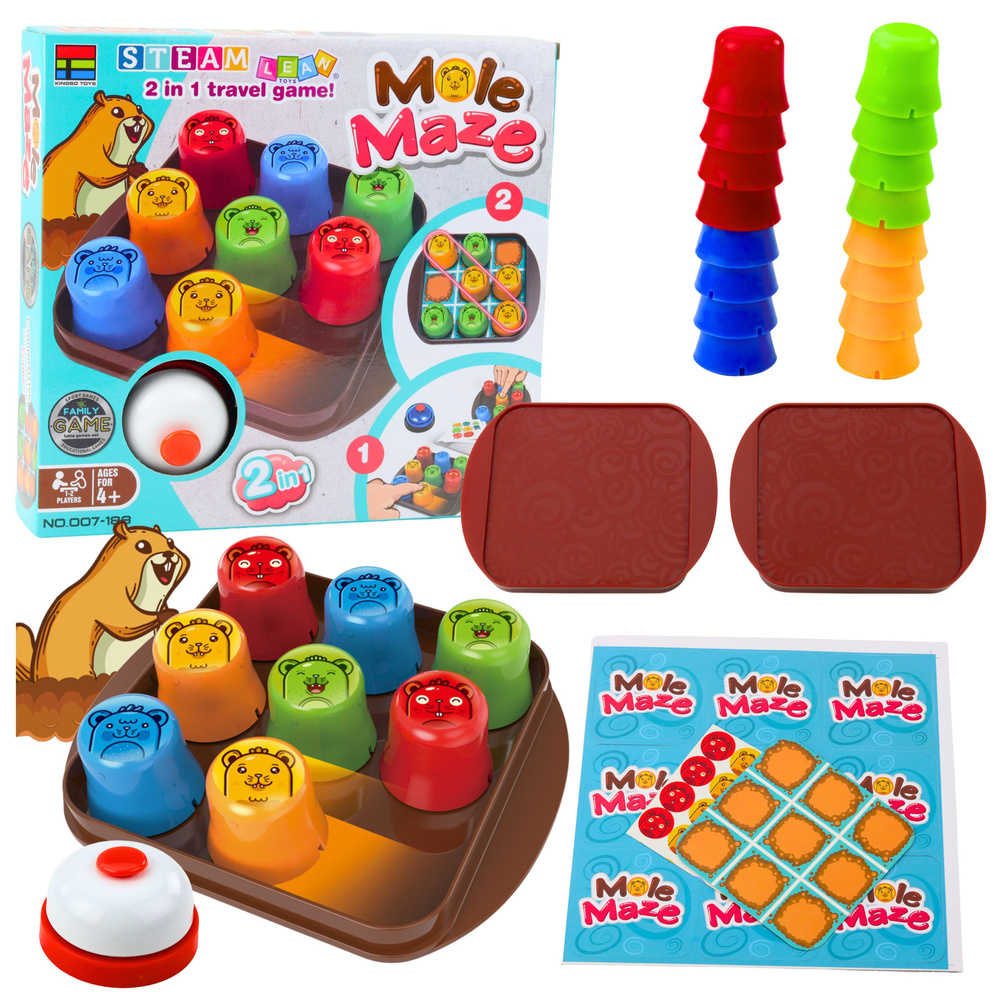 2in1 Mole Maze Skill Game Fast Cups Tic Tac Toe