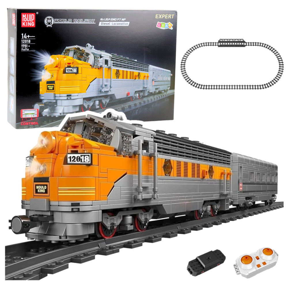 Construction Blocks Gray-Yellow Remote Controlled Train RC 1751 pcs.