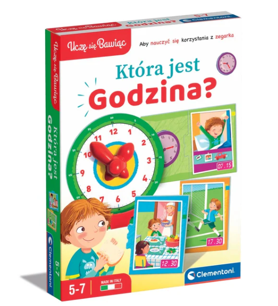 Educational Game Puzzle: What Time Is It? Clock Play and Learn Polish Language Clementoni 50771