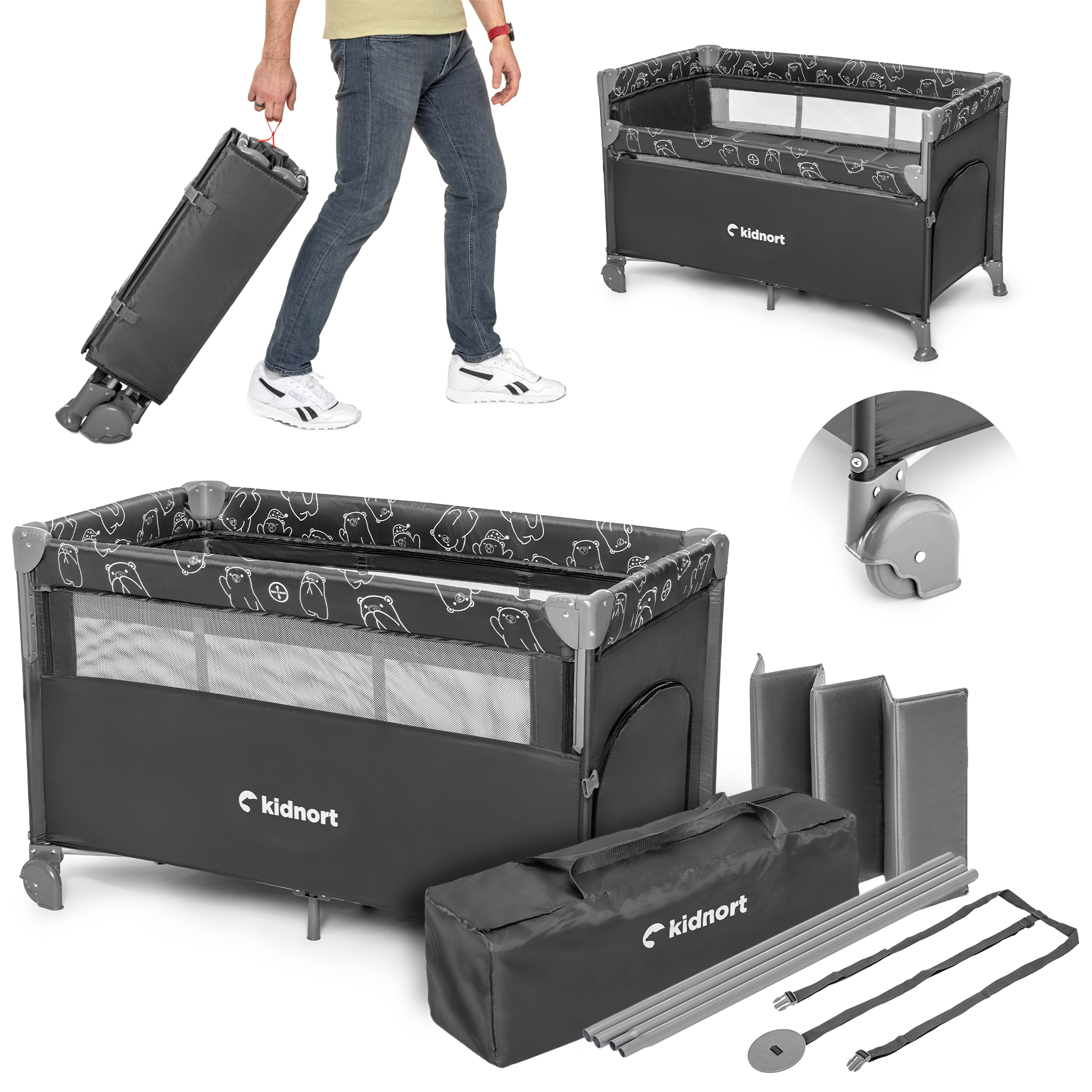 Kidnort Näste Oxford 210
Dark gry Детская дорожная кроватка