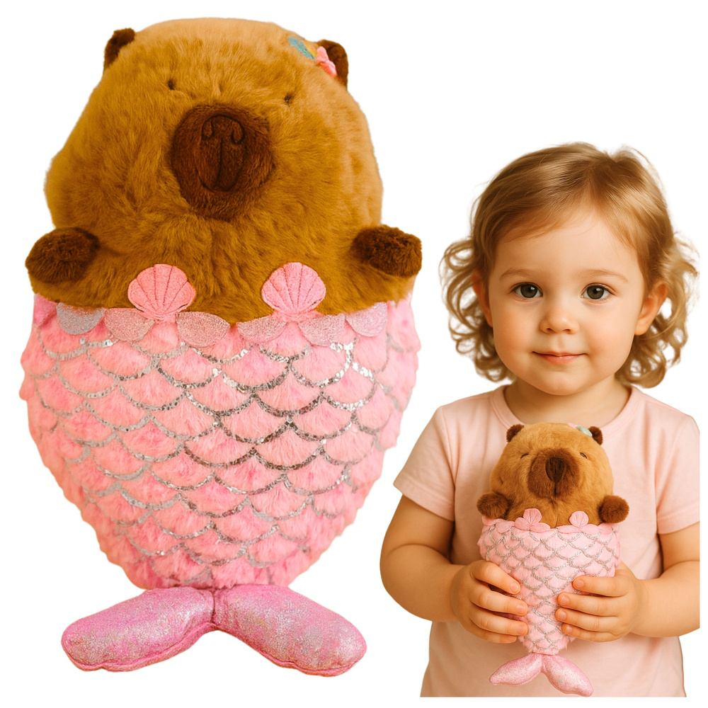 Plush Toy Capybara Mermaid Pink 28cm