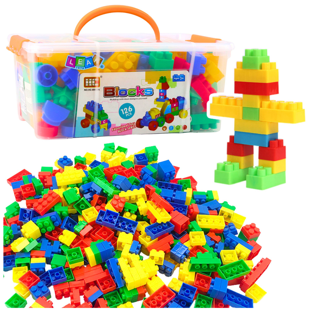 Spatial Construction Blocks in a Box, Colorful, 126 pcs.