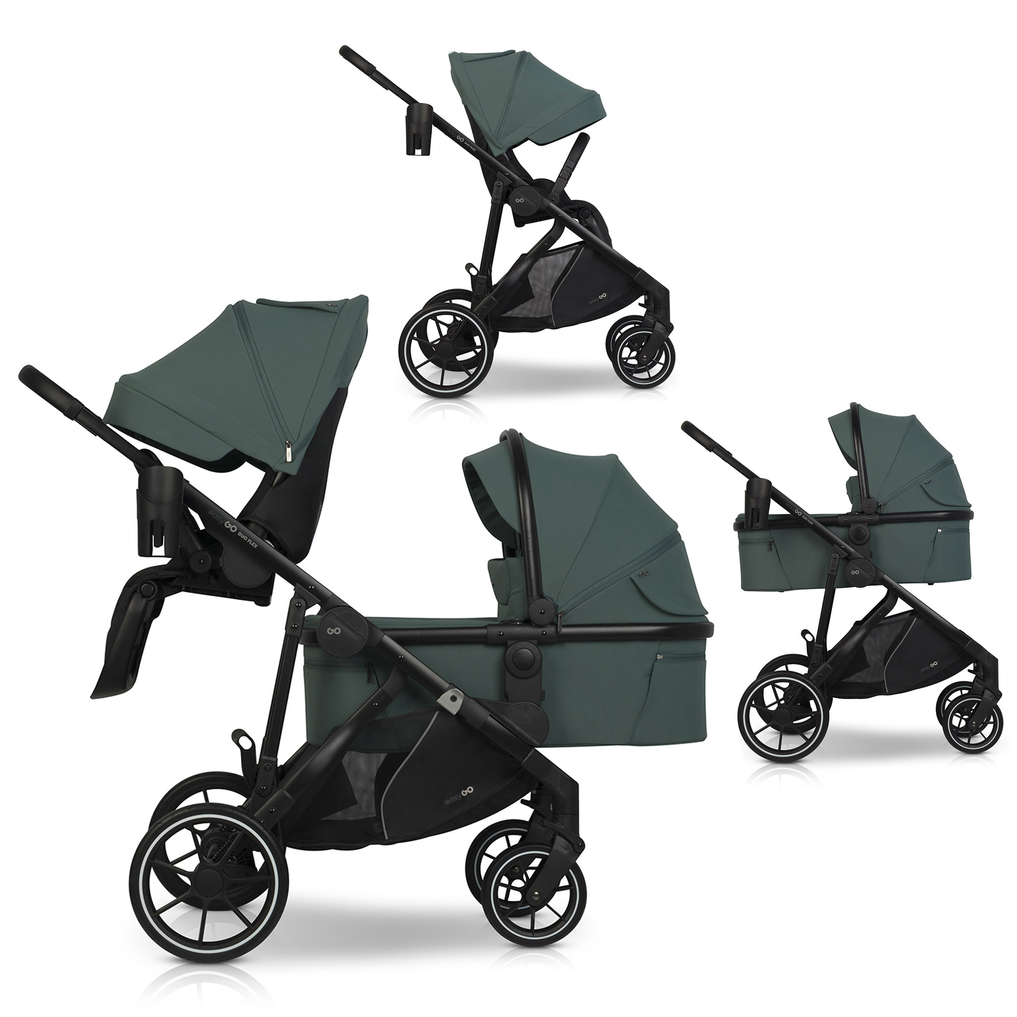 Wózek dziecięcy EasyGo Duoflex Sage Green 1 siedzisko 1 gondola