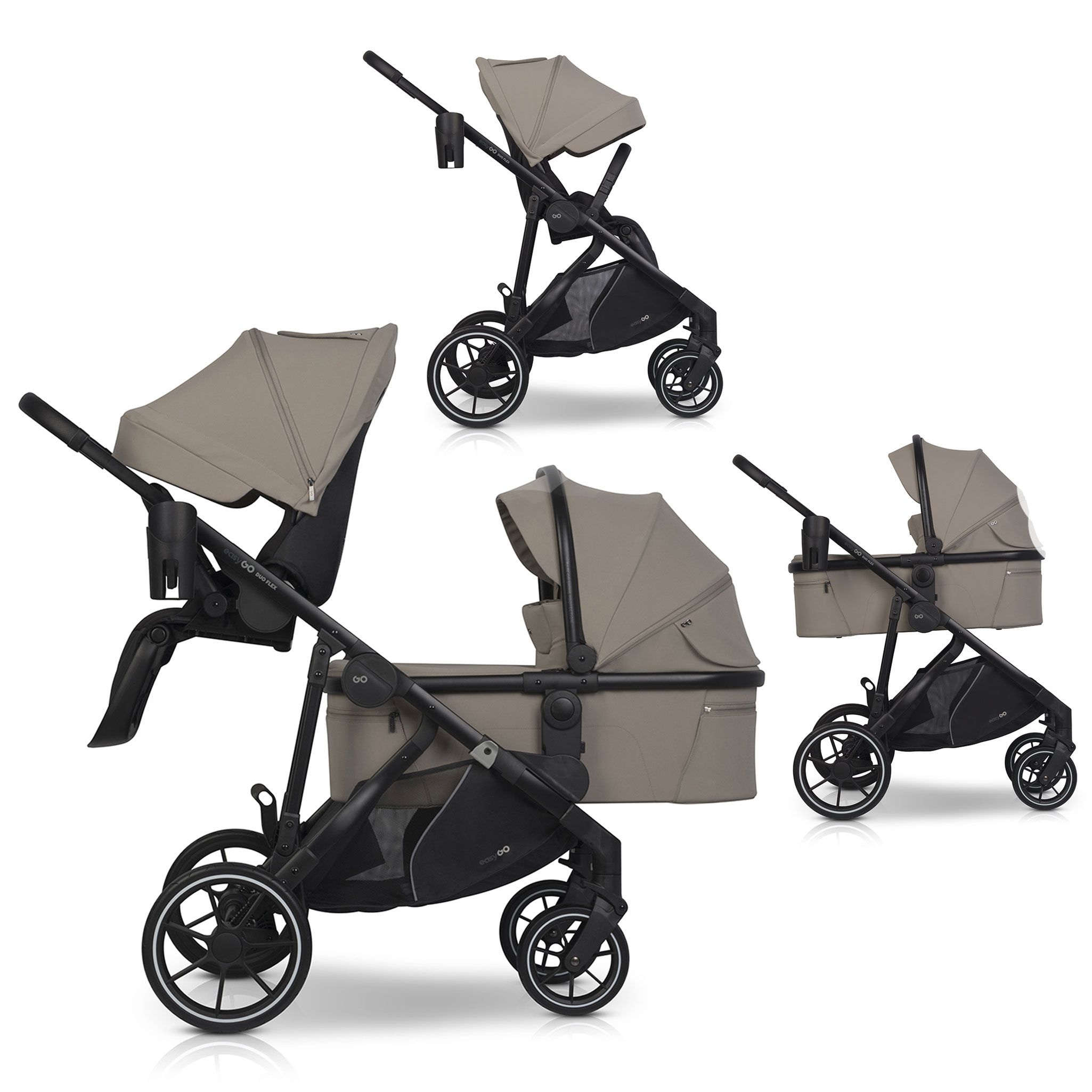 Wózek dziecięcy EasyGo Duoflex Savana Beige 1 siedzisko 1 gondola