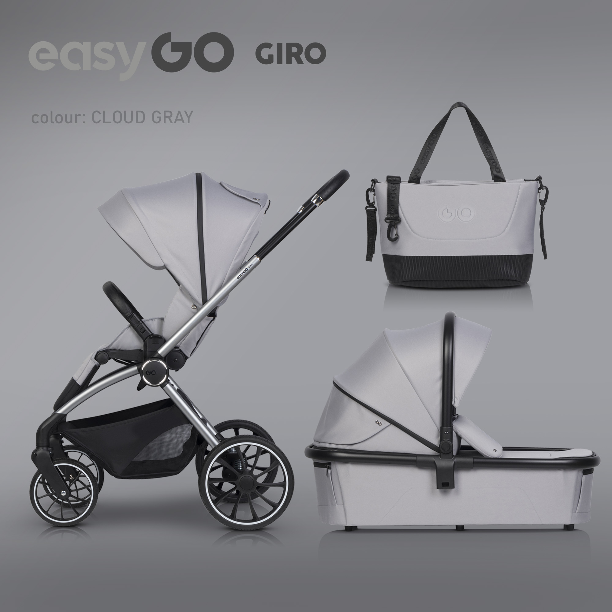 Wózek dziecięcy EasyGo Giro 2w1 Cloudy Gray